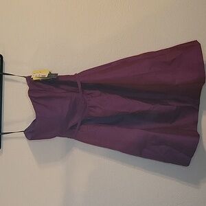 NWT Alfred Sung Iridescent Purple Paradise Strapless Cocktail Dress Sz 14 Belt